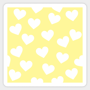 Yellow and white hearts print Sticker